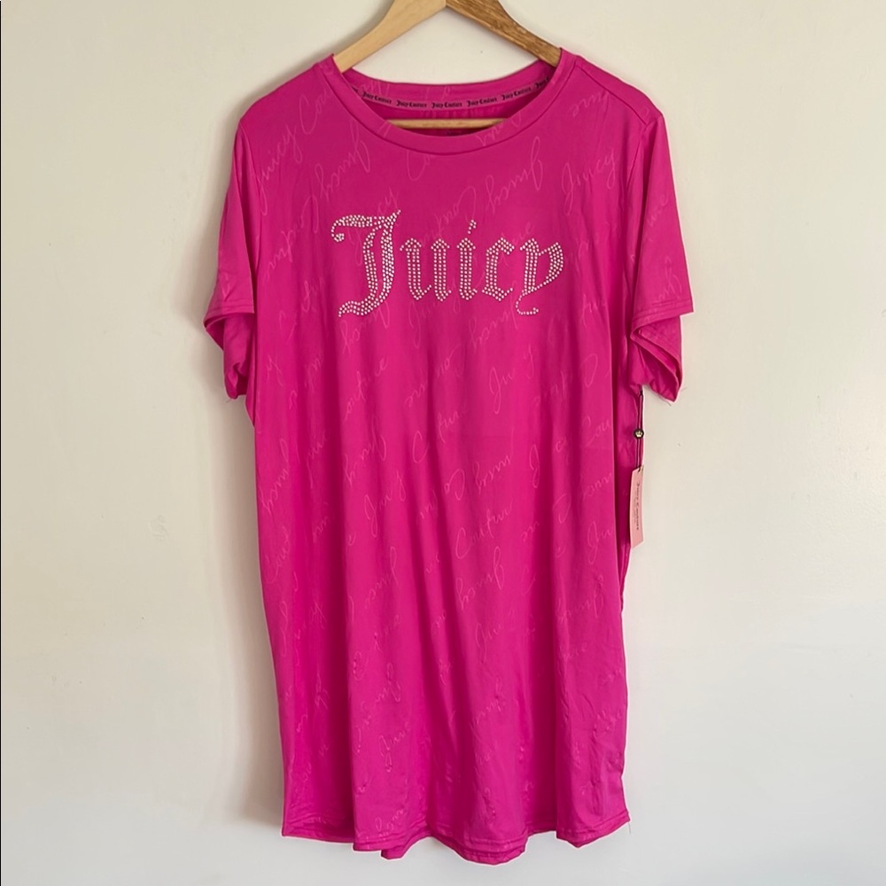 Juicy Couture Hot Pink Bling Rhinestone Casual Oversized Sleepwear Loungewear